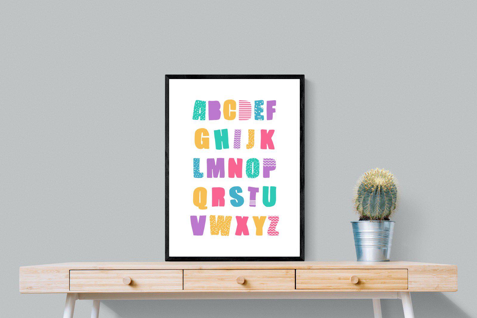 Alphabet-Wall_Art-60 x 80cm-Mounted Canvas-Black-Pixalot