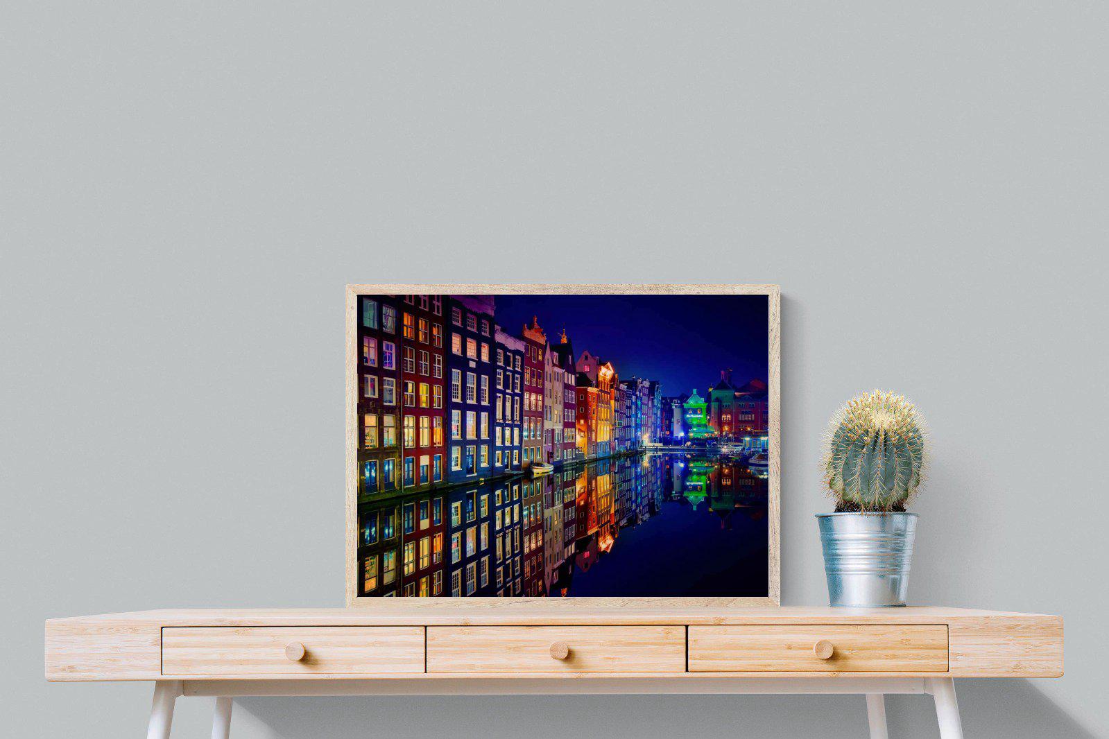 Amsterdam Night-Wall_Art-80 x 60cm-Mounted Canvas-Wood-Pixalot