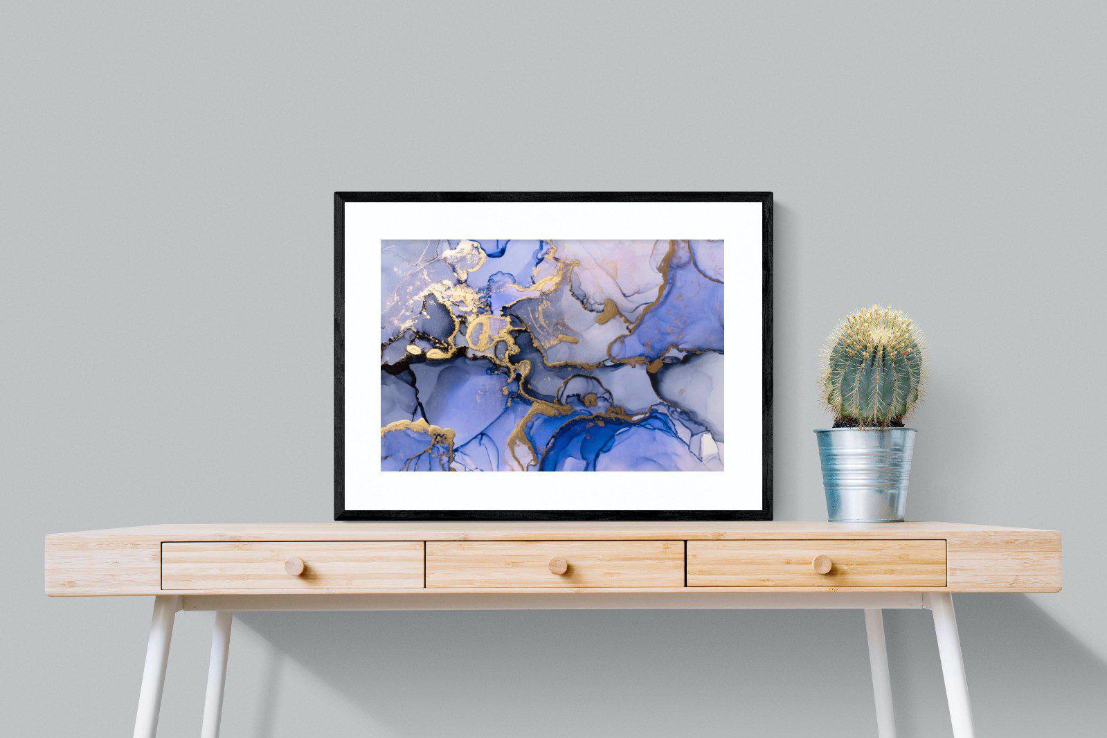 Aqua Gold-Wall_Art-80 x 60cm-Framed Print-Black-Pixalot