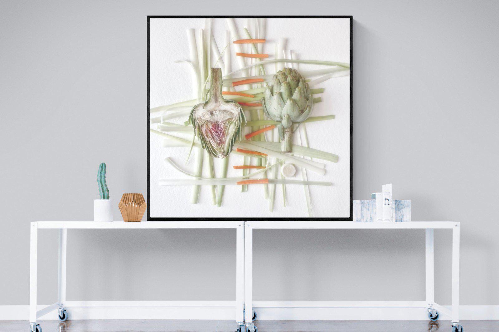 Artichokes-Wall_Art-120 x 120cm-Mounted Canvas-Black-Pixalot