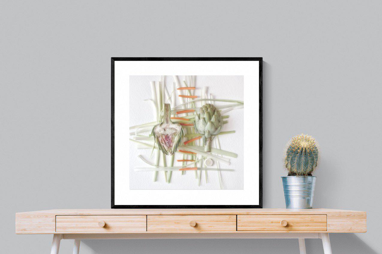 Artichokes-Wall_Art-80 x 80cm-Framed Print-Black-Pixalot