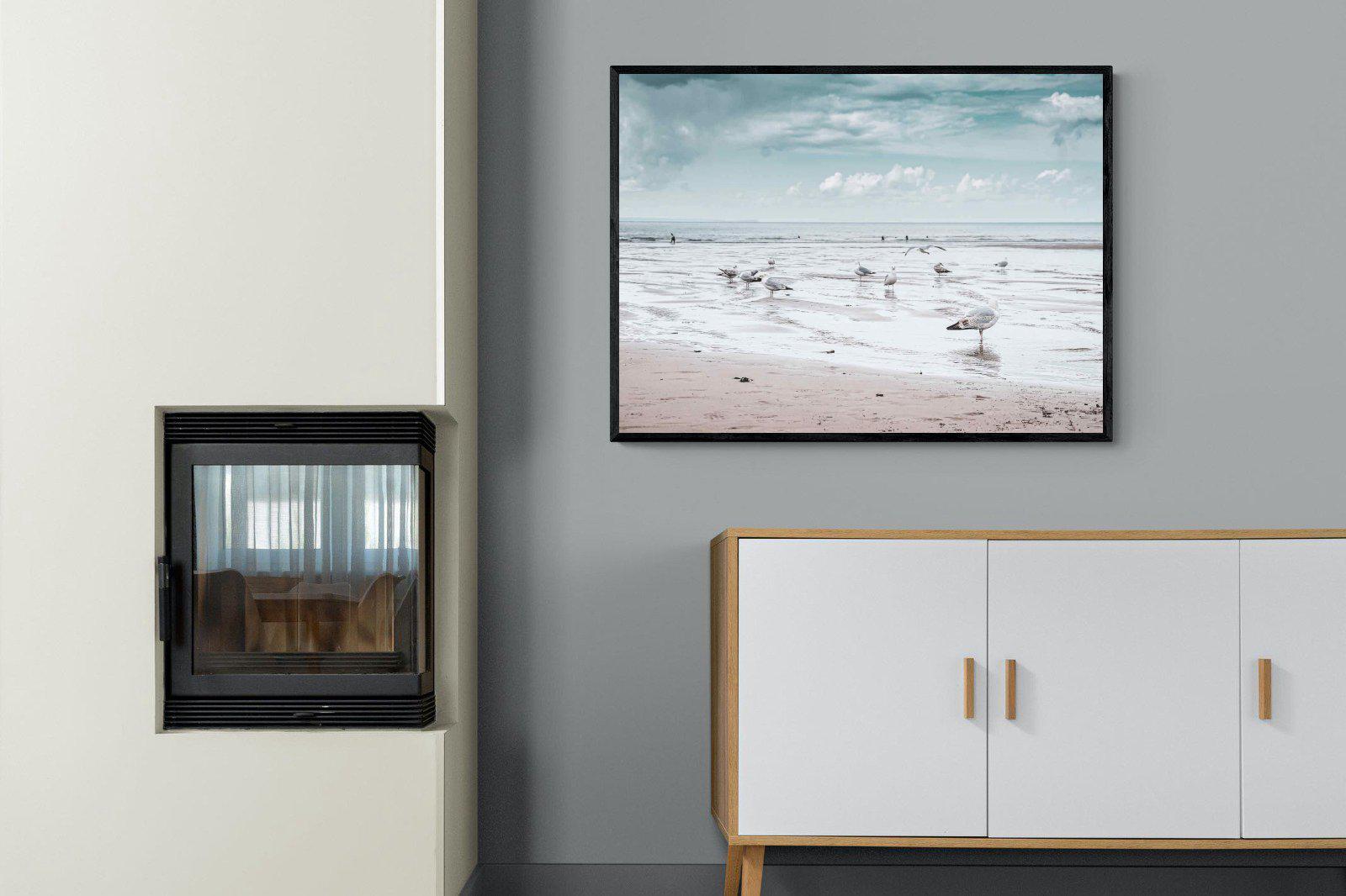 Atlantic Beach-Wall_Art-100 x 75cm-Mounted Canvas-Black-Pixalot