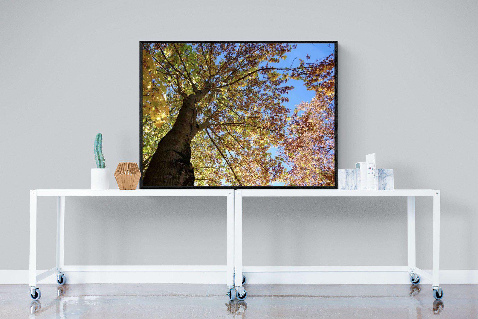 Autumn Tree Leaves-Wall_Art-120 x 90cm-Mounted Canvas-Black-Pixalot