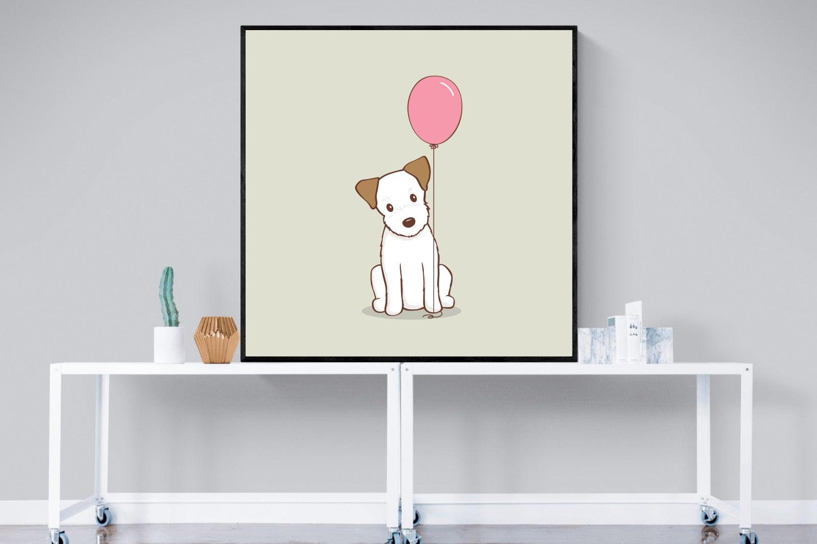 Balloon Pup-Wall_Art-120 x 120cm-Mounted Canvas-Black-Pixalot