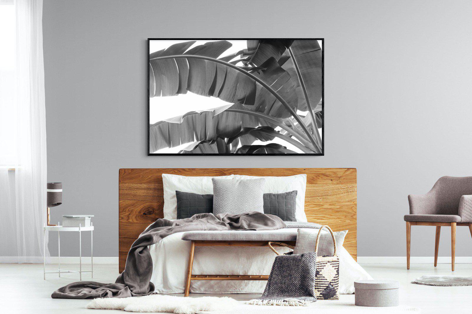 Banana Frond-Wall_Art-150 x 100cm-Mounted Canvas-Black-Pixalot