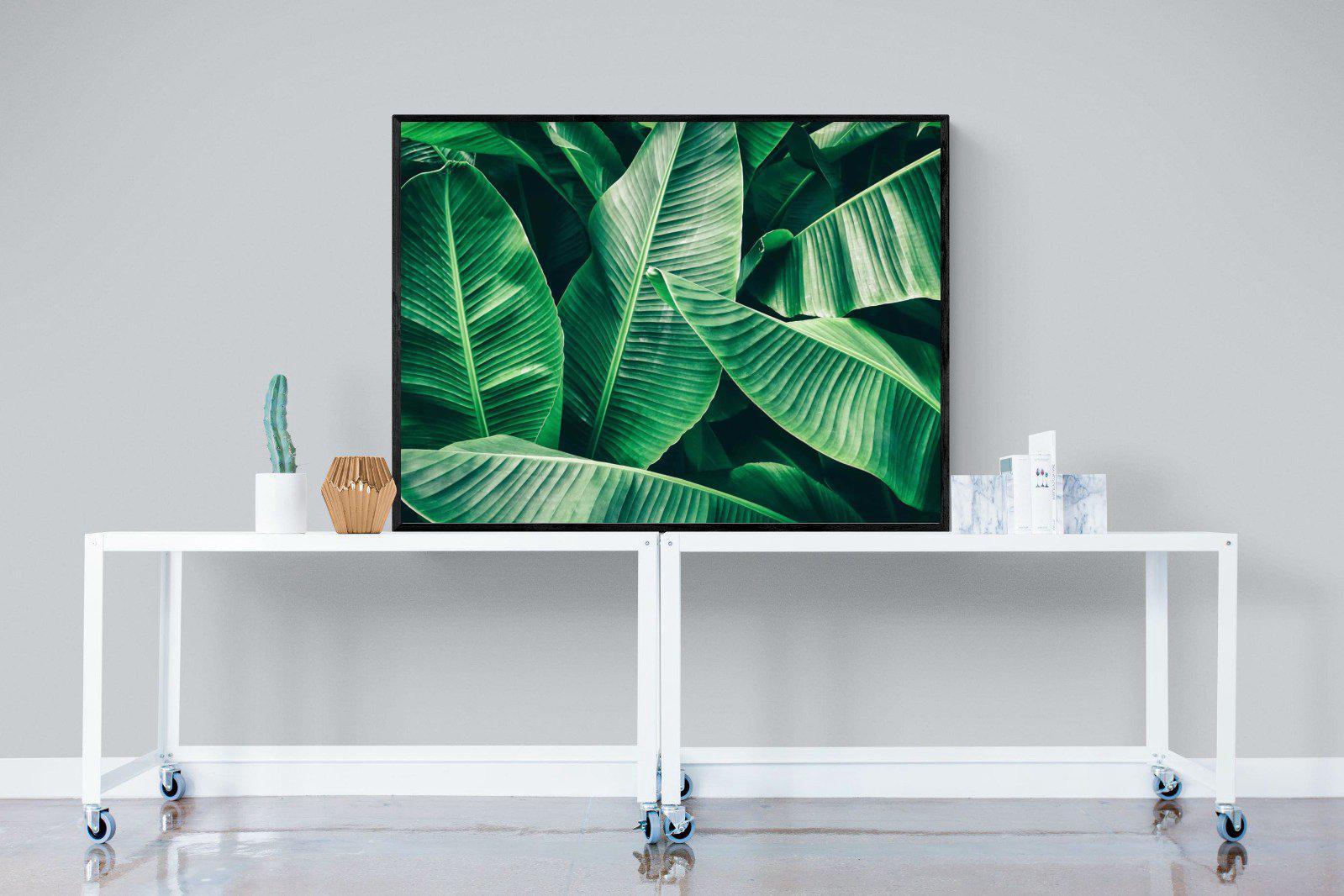 Banana Leaves-Wall_Art-120 x 90cm-Mounted Canvas-Black-Pixalot