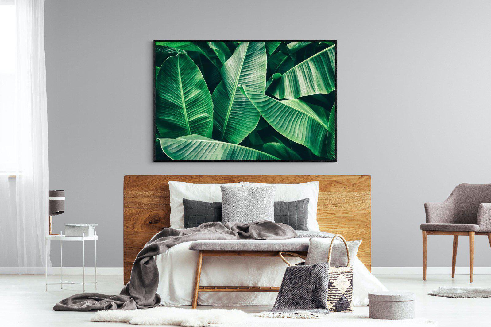 Banana Leaves-Wall_Art-150 x 100cm-Mounted Canvas-Black-Pixalot