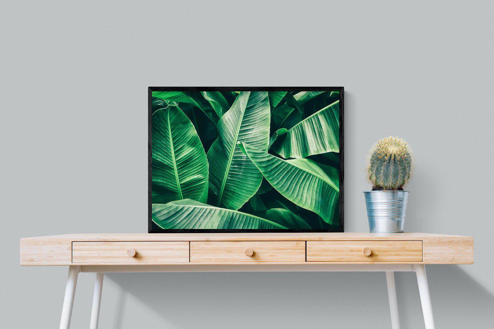 Banana Leaves-Wall_Art-80 x 60cm-Mounted Canvas-Black-Pixalot