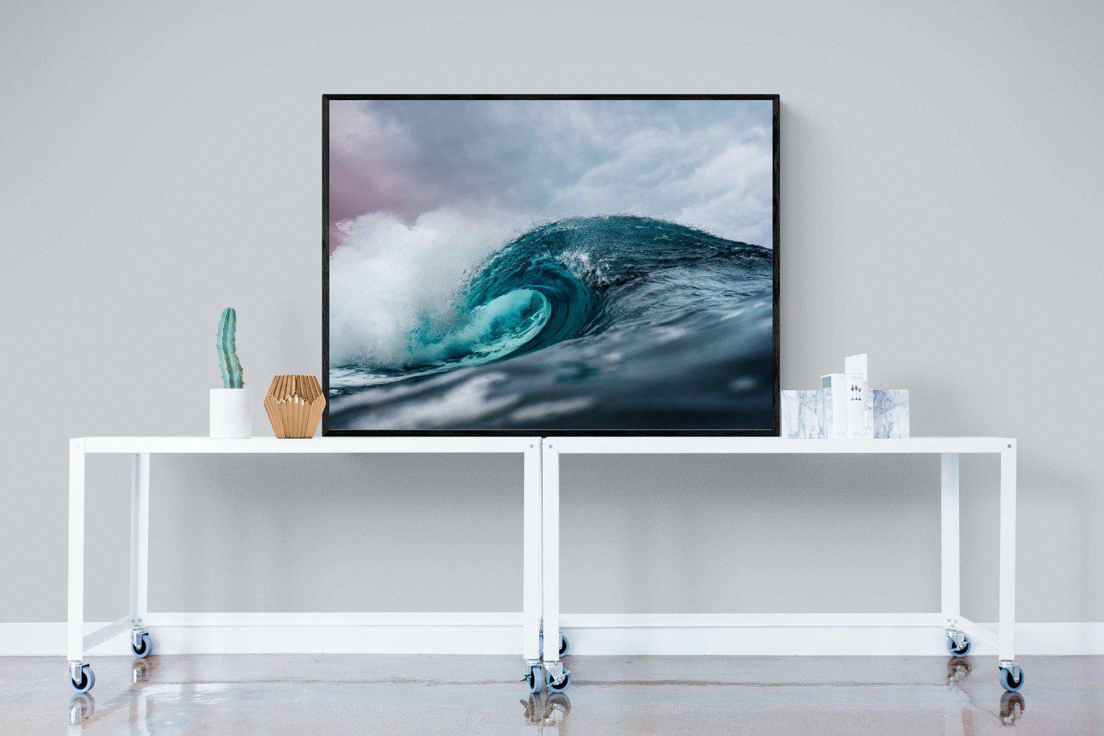 Barrel Wave-Wall_Art-120 x 90cm-Mounted Canvas-Black-Pixalot