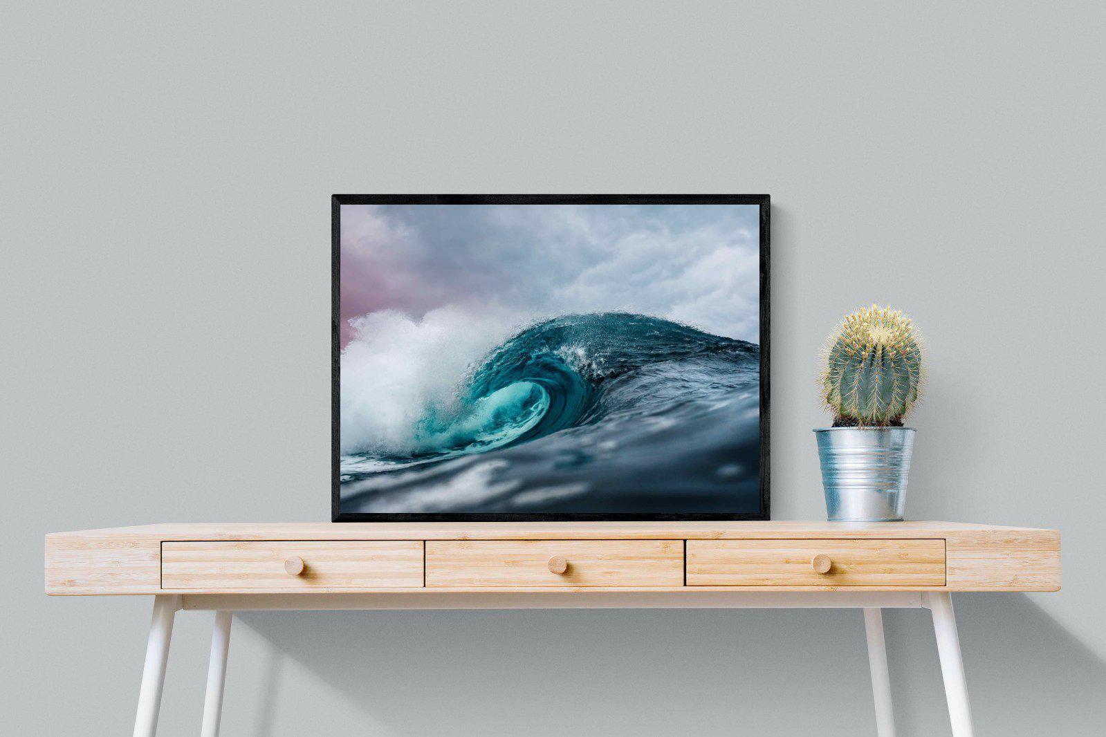 Barrel Wave-Wall_Art-80 x 60cm-Mounted Canvas-Black-Pixalot