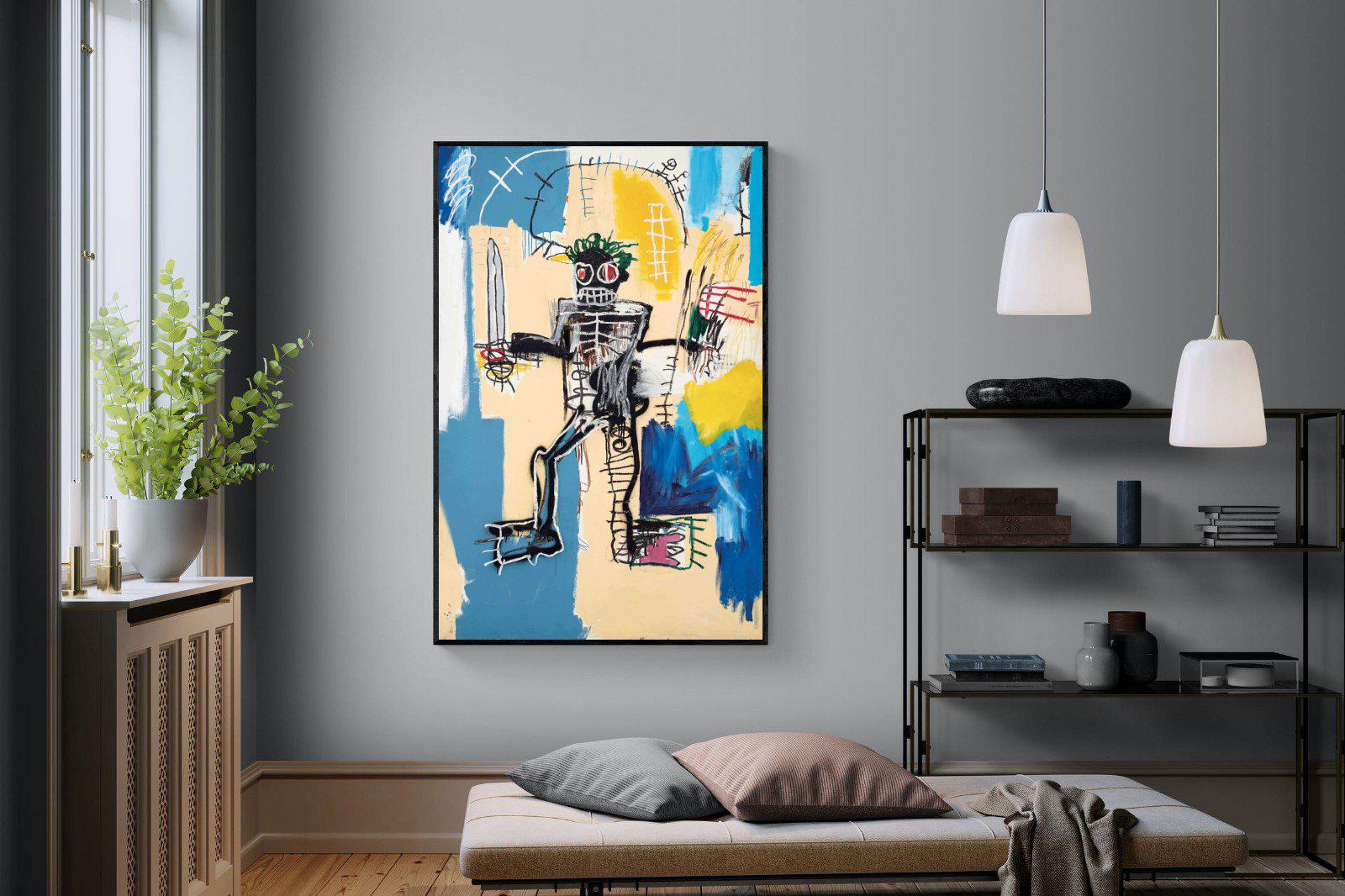 Basquiat Warrior-Wall_Art-120 x 180cm-Mounted Canvas-Black-Pixalot