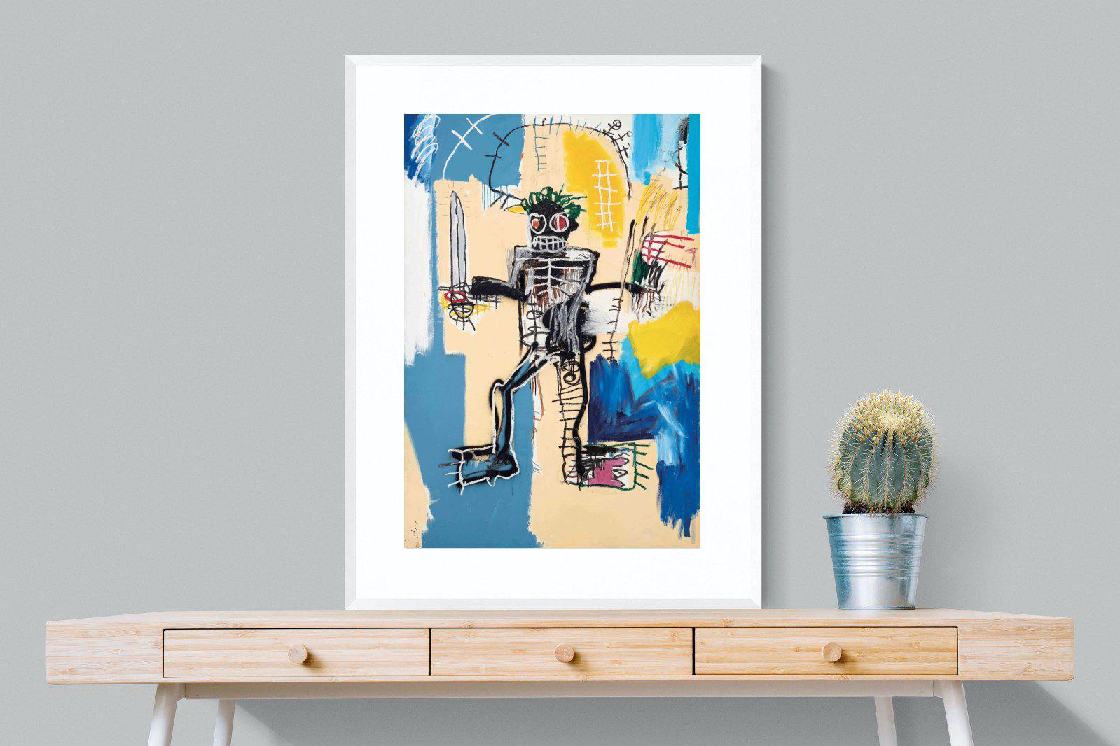 Basquiat Warrior-Wall_Art-75 x 100cm-Framed Print-White-Pixalot