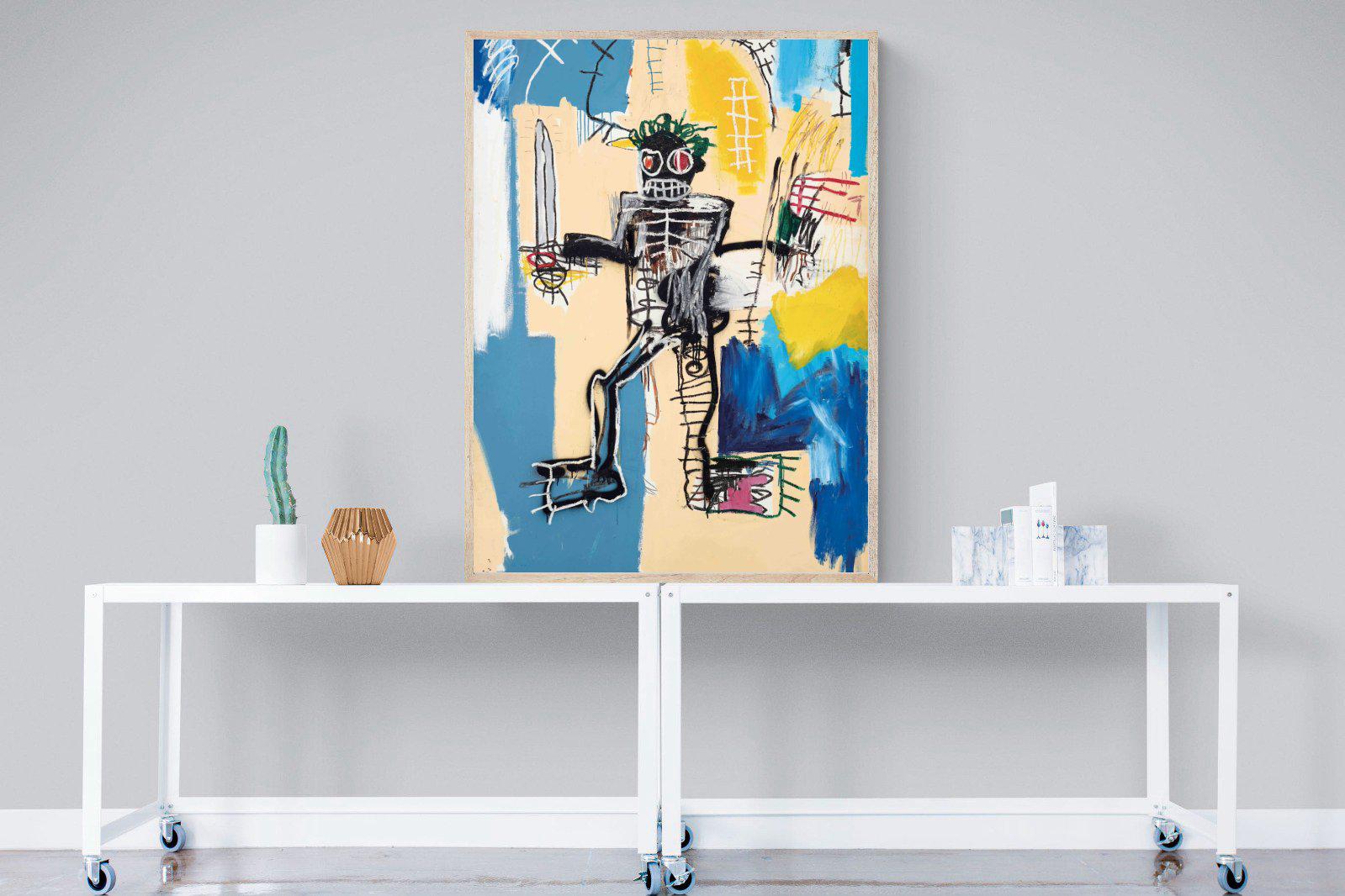 Basquiat Warrior-Wall_Art-90 x 120cm-Mounted Canvas-Wood-Pixalot