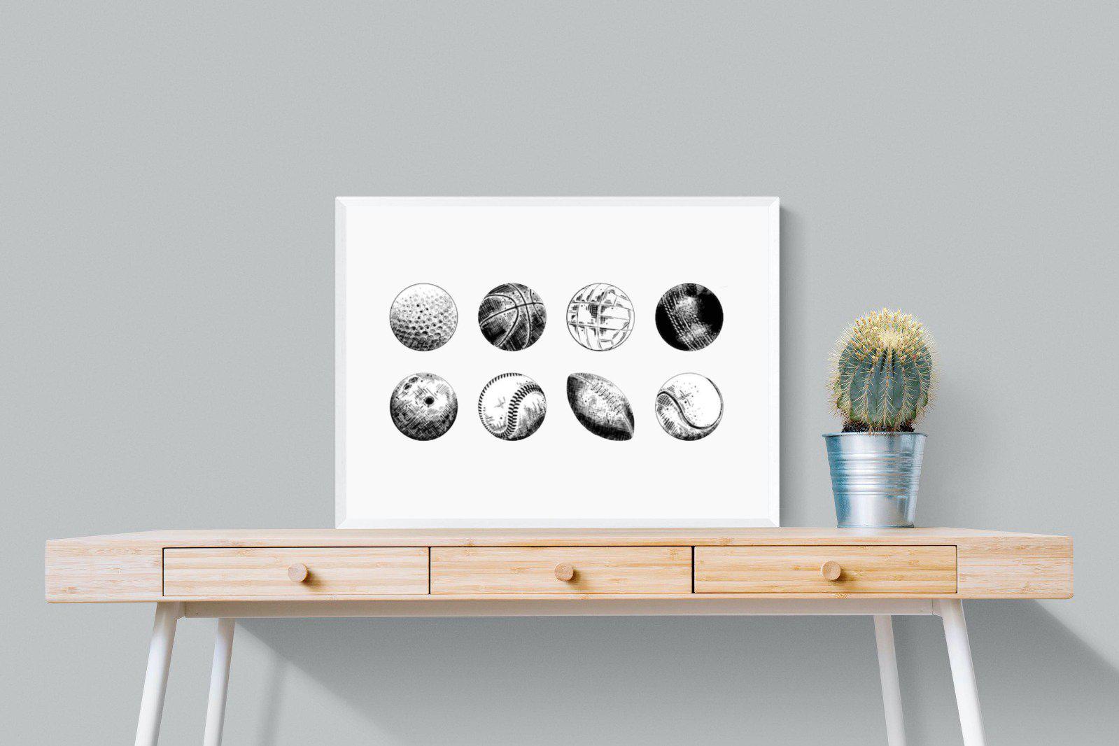 Bat & Ball-Wall_Art-80 x 60cm-Mounted Canvas-White-Pixalot