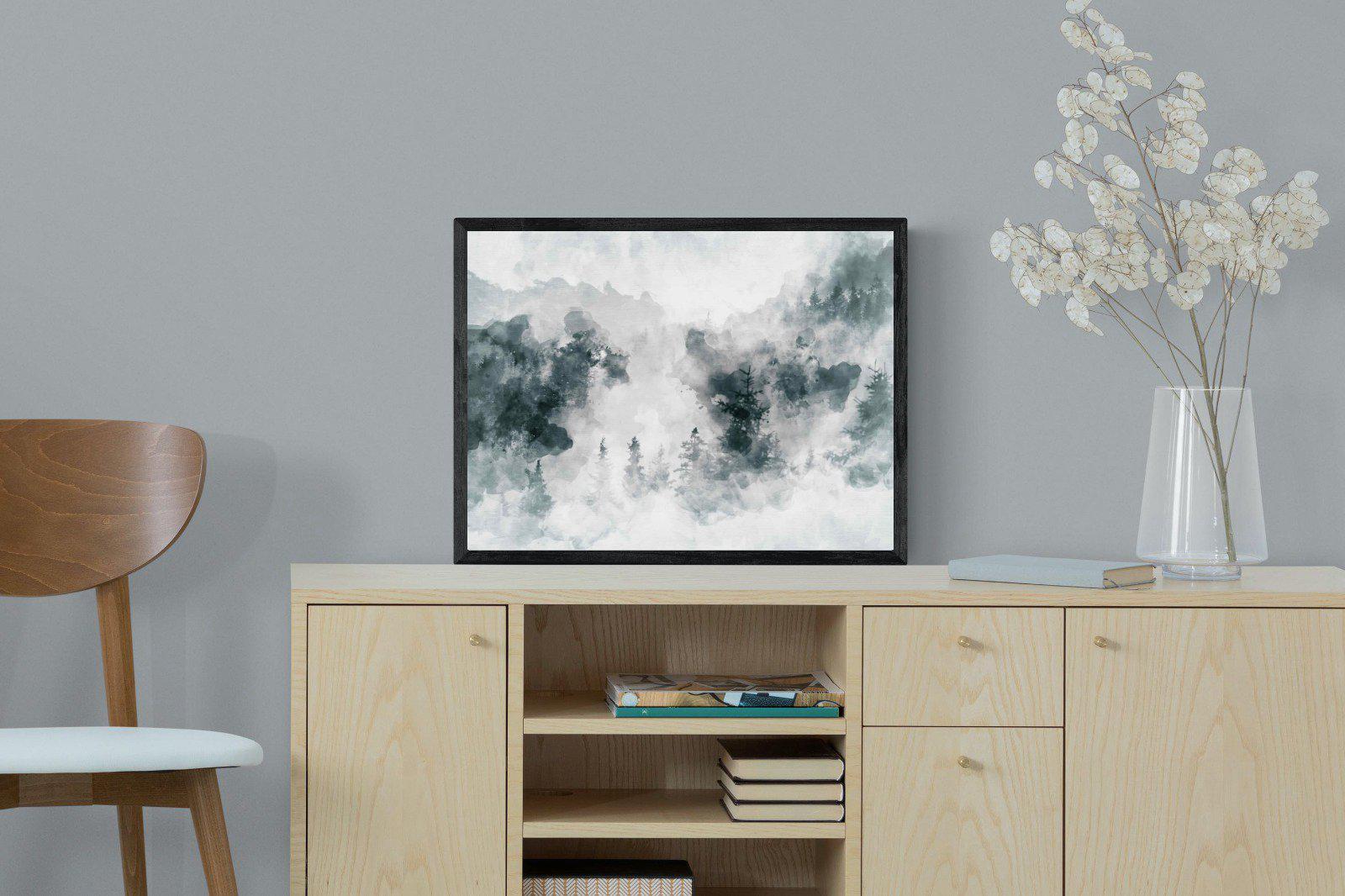 Birch Trees-Wall_Art-60 x 45cm-Mounted Canvas-Black-Pixalot