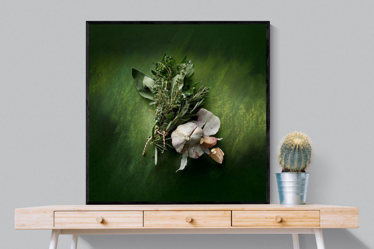 Bouquet Garni-Wall_Art-100 x 100cm-Mounted Canvas-Black-Pixalot