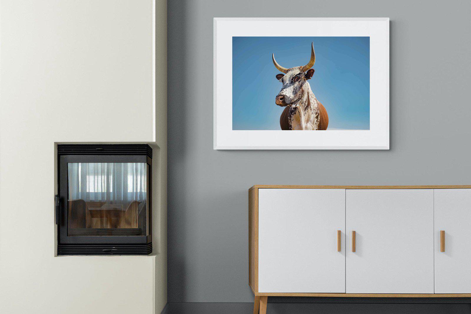 Brown Nguni-Wall_Art-100 x 75cm-Framed Print-White-Pixalot