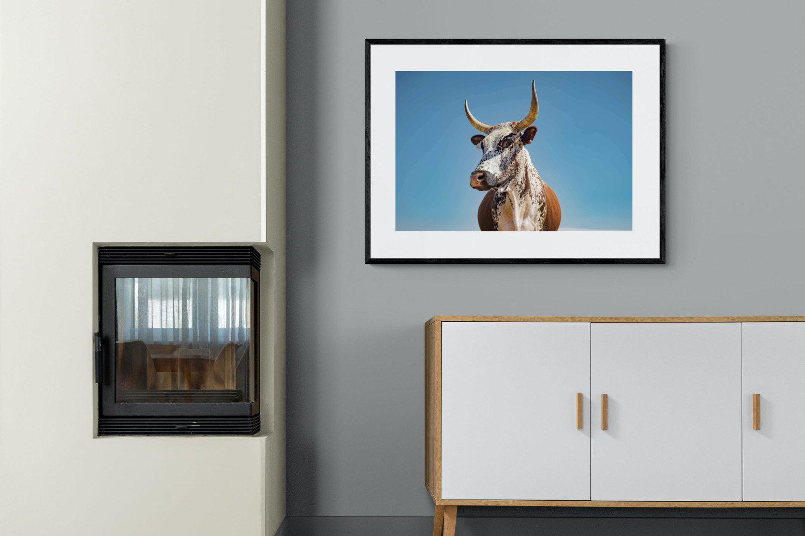 Brown Nguni-Wall_Art-100 x 75cm-Framed Print-Black-Pixalot