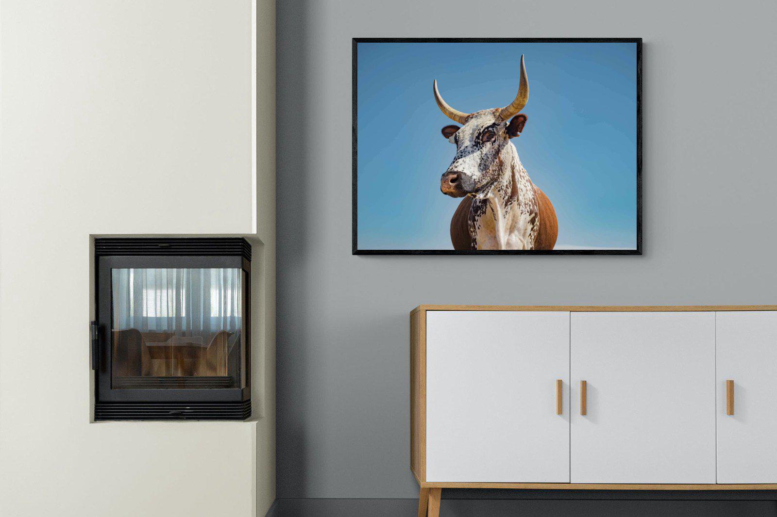 Brown Nguni-Wall_Art-100 x 75cm-Mounted Canvas-Black-Pixalot