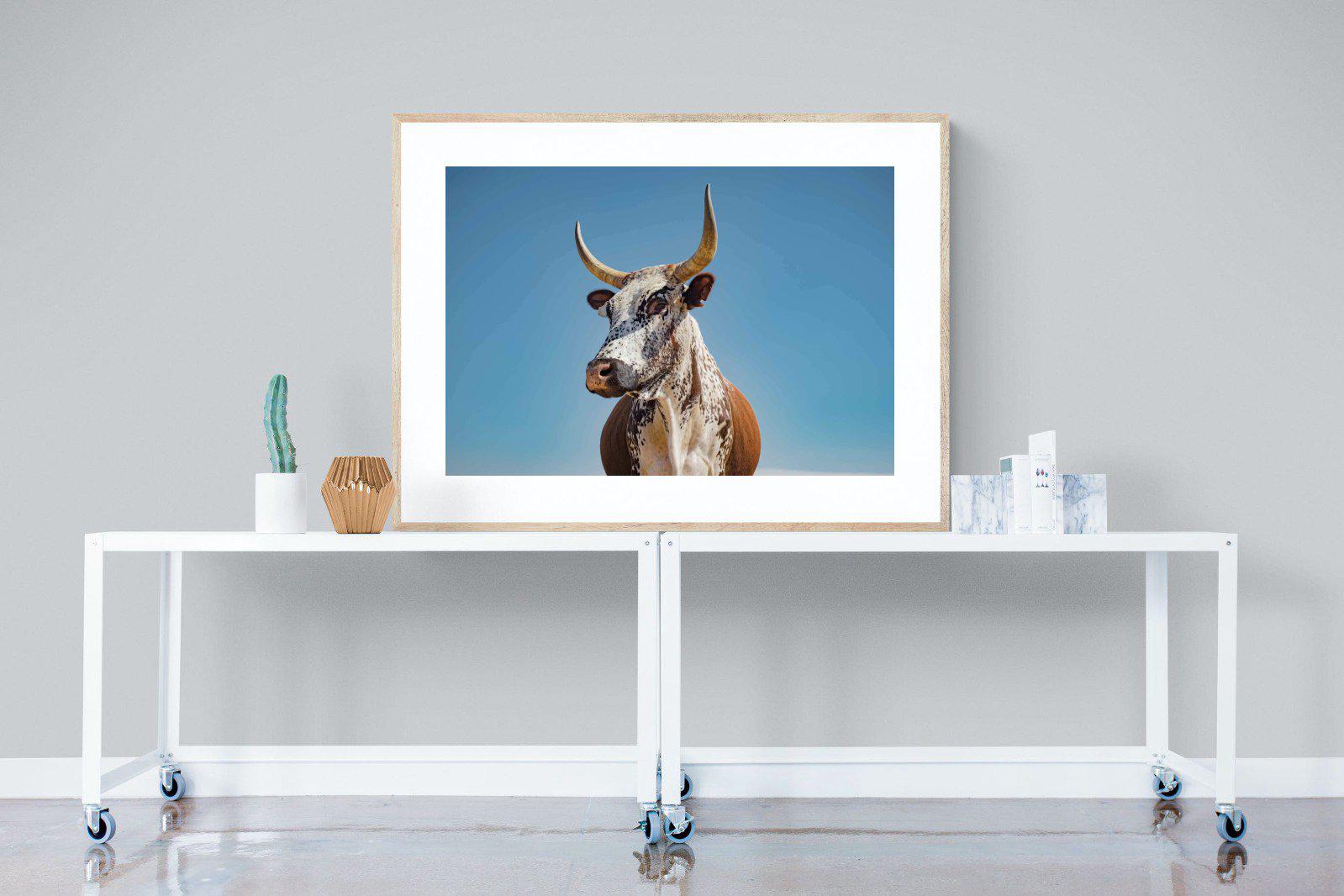 Brown Nguni-Wall_Art-120 x 90cm-Framed Print-Wood-Pixalot