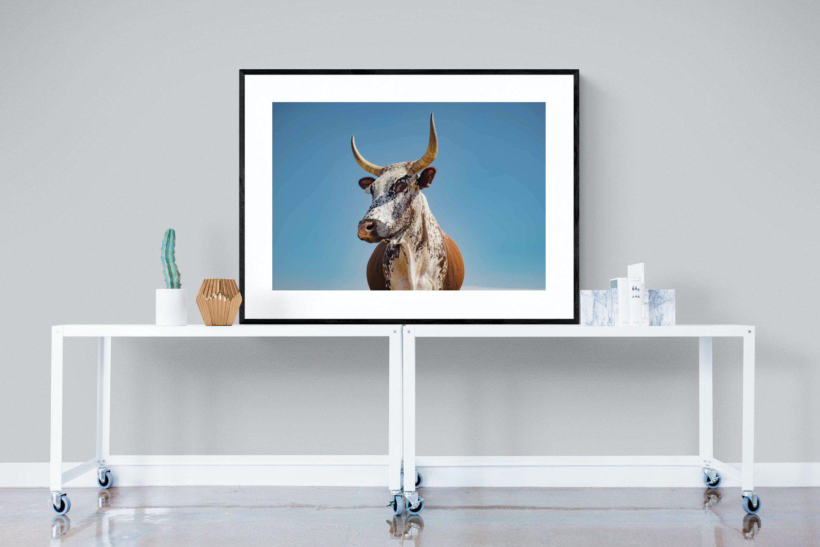 Brown Nguni-Wall_Art-120 x 90cm-Framed Print-Black-Pixalot