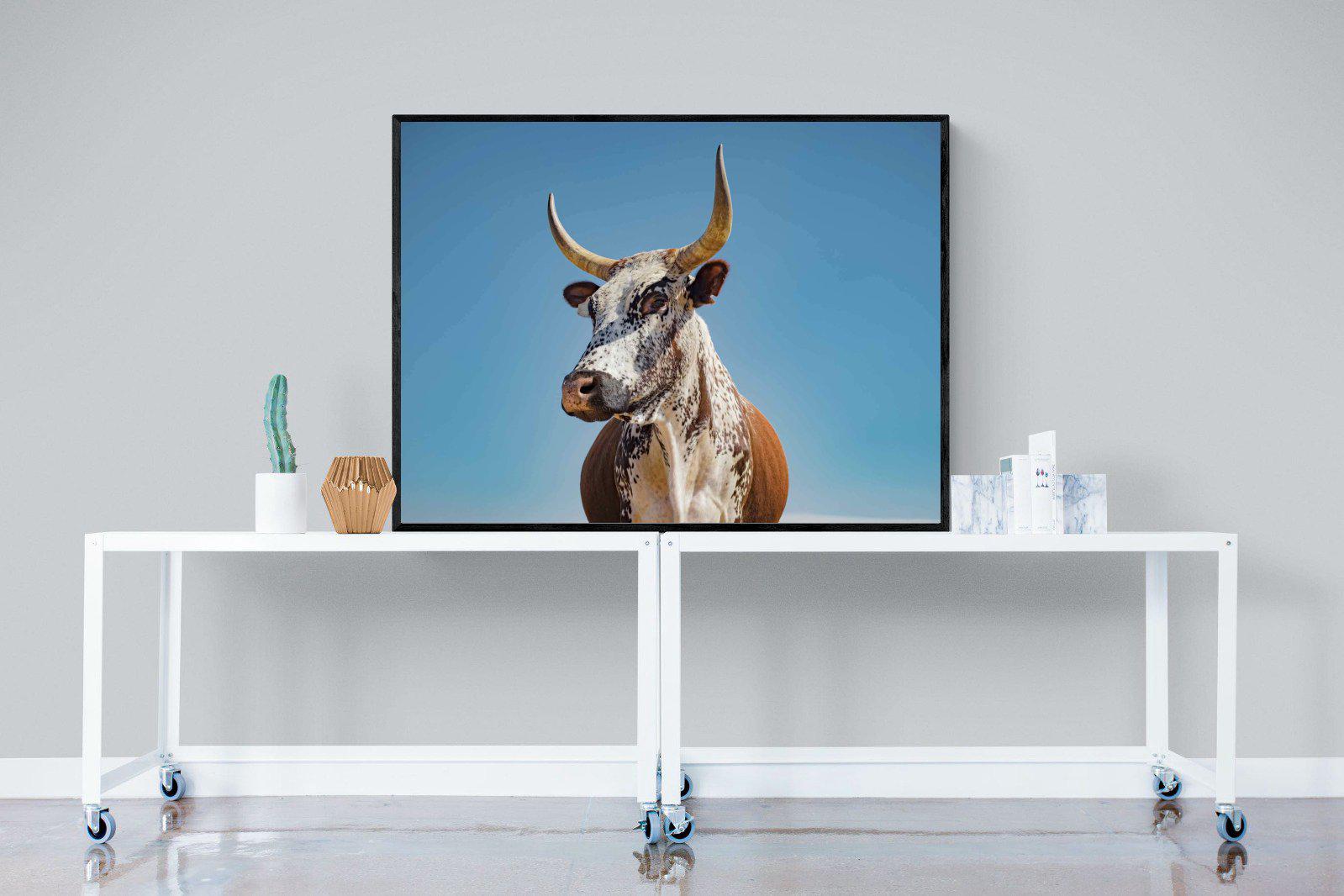 Brown Nguni-Wall_Art-120 x 90cm-Mounted Canvas-Black-Pixalot