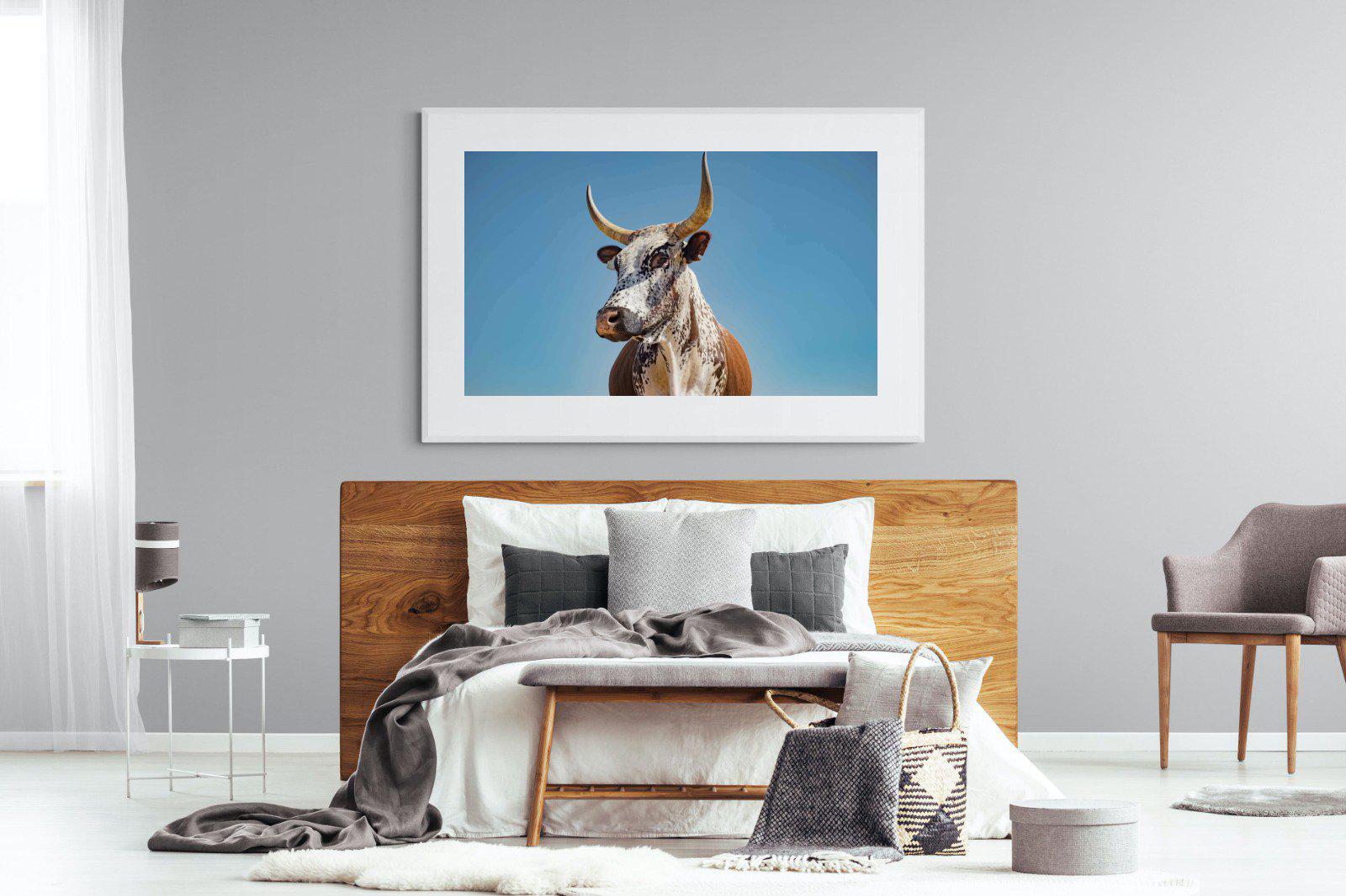 Brown Nguni-Wall_Art-150 x 100cm-Framed Print-White-Pixalot