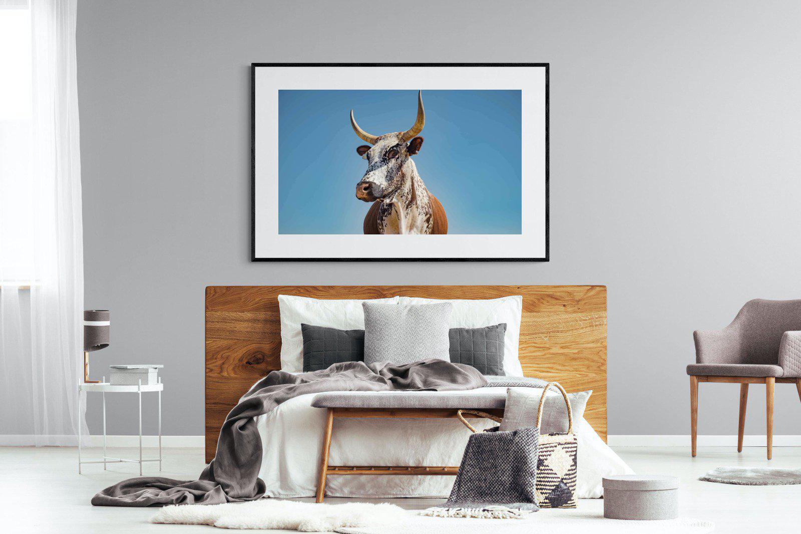 Brown Nguni-Wall_Art-150 x 100cm-Framed Print-Black-Pixalot