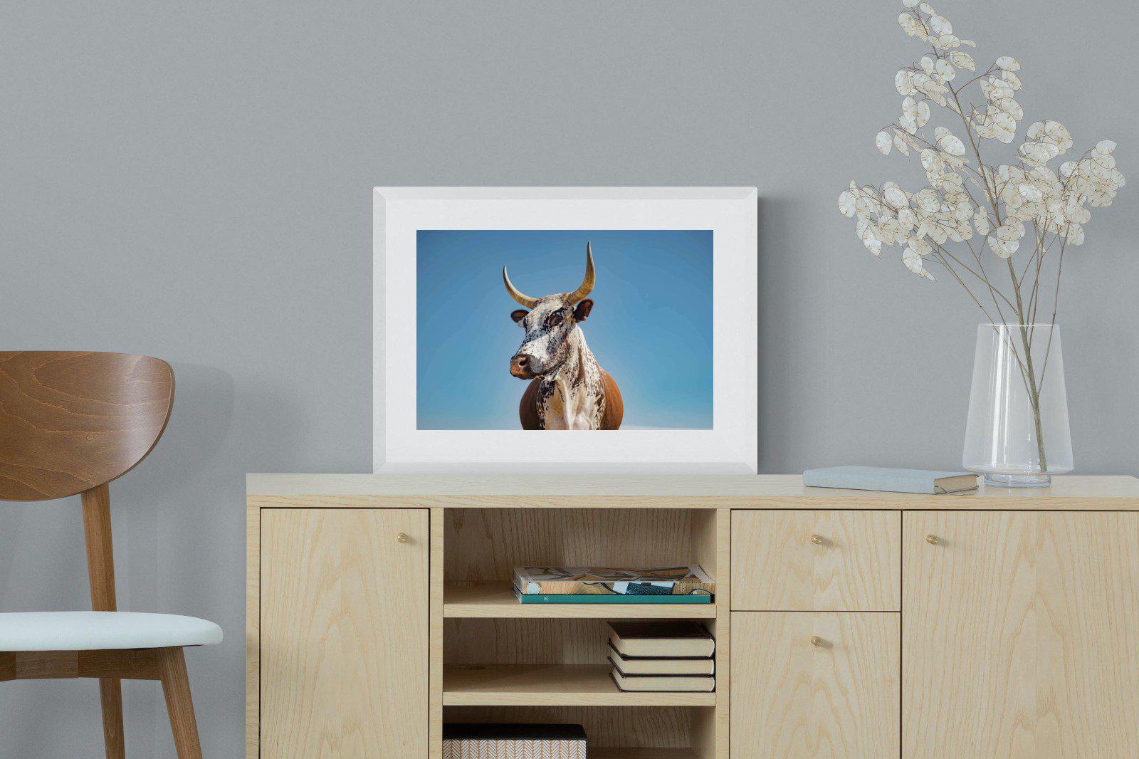 Brown Nguni-Wall_Art-60 x 45cm-Framed Print-White-Pixalot