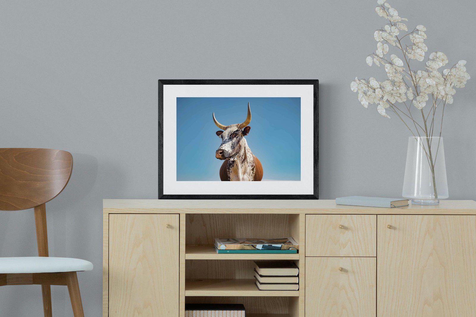 Brown Nguni-Wall_Art-60 x 45cm-Framed Print-Black-Pixalot