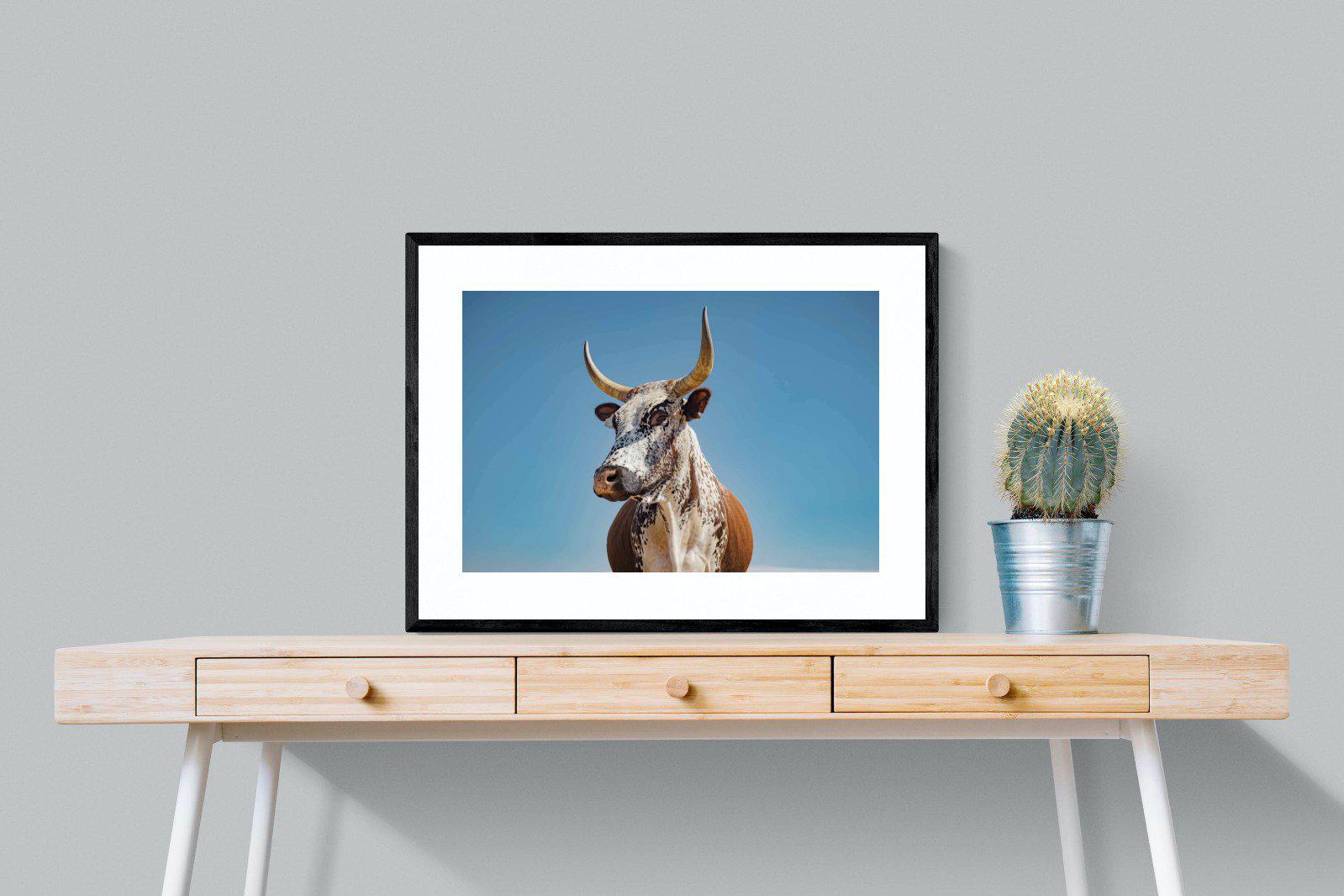 Brown Nguni-Wall_Art-80 x 60cm-Framed Print-Black-Pixalot