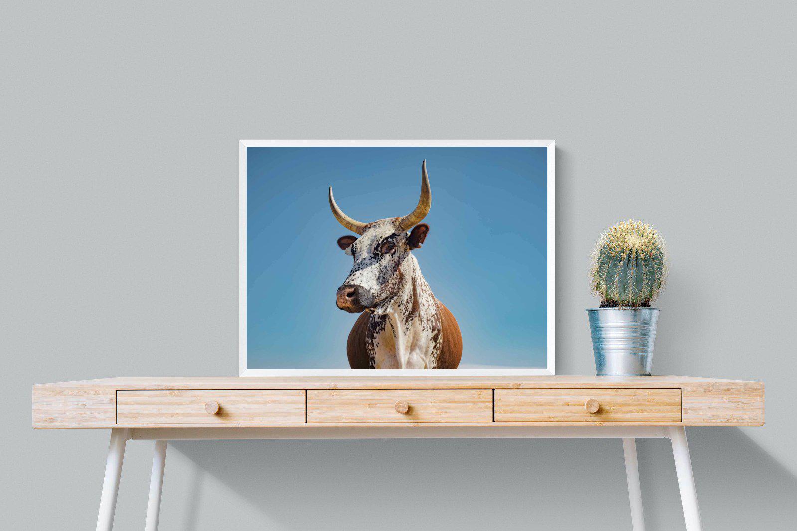 Brown Nguni-Wall_Art-80 x 60cm-Mounted Canvas-White-Pixalot