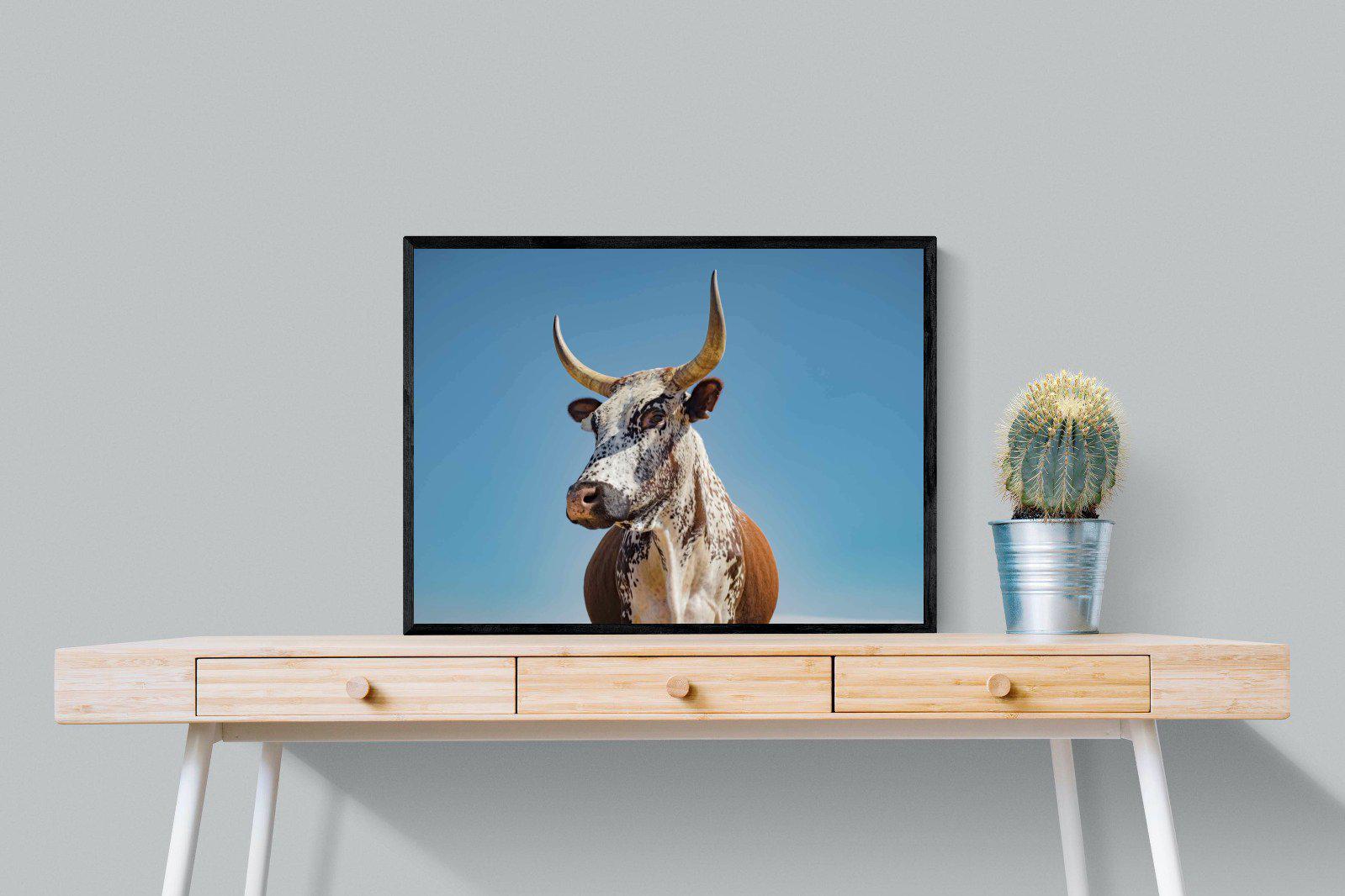 Brown Nguni-Wall_Art-80 x 60cm-Mounted Canvas-Black-Pixalot