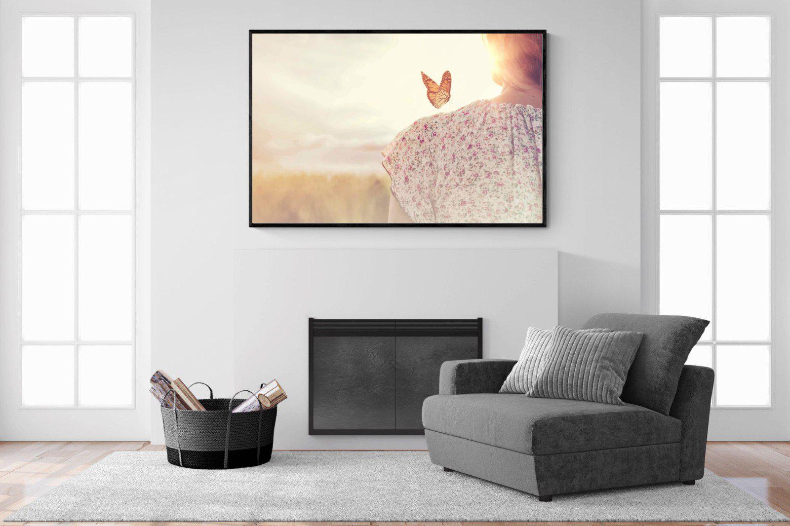 Butterfly-Wall_Art-150 x 100cm-Mounted Canvas-Black-Pixalot