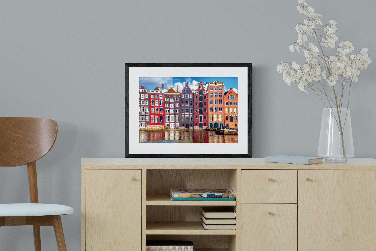 Canal Buildings-Wall_Art-60 x 45cm-Framed Print-Black-Pixalot