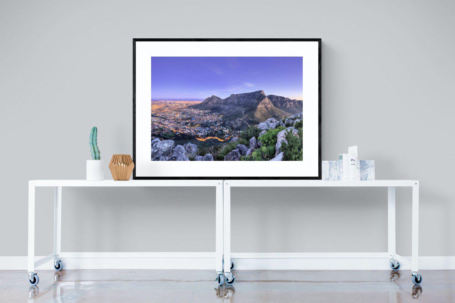 Cape Town at Dusk-Wall_Art-120 x 90cm-Framed Print-Black-Pixalot