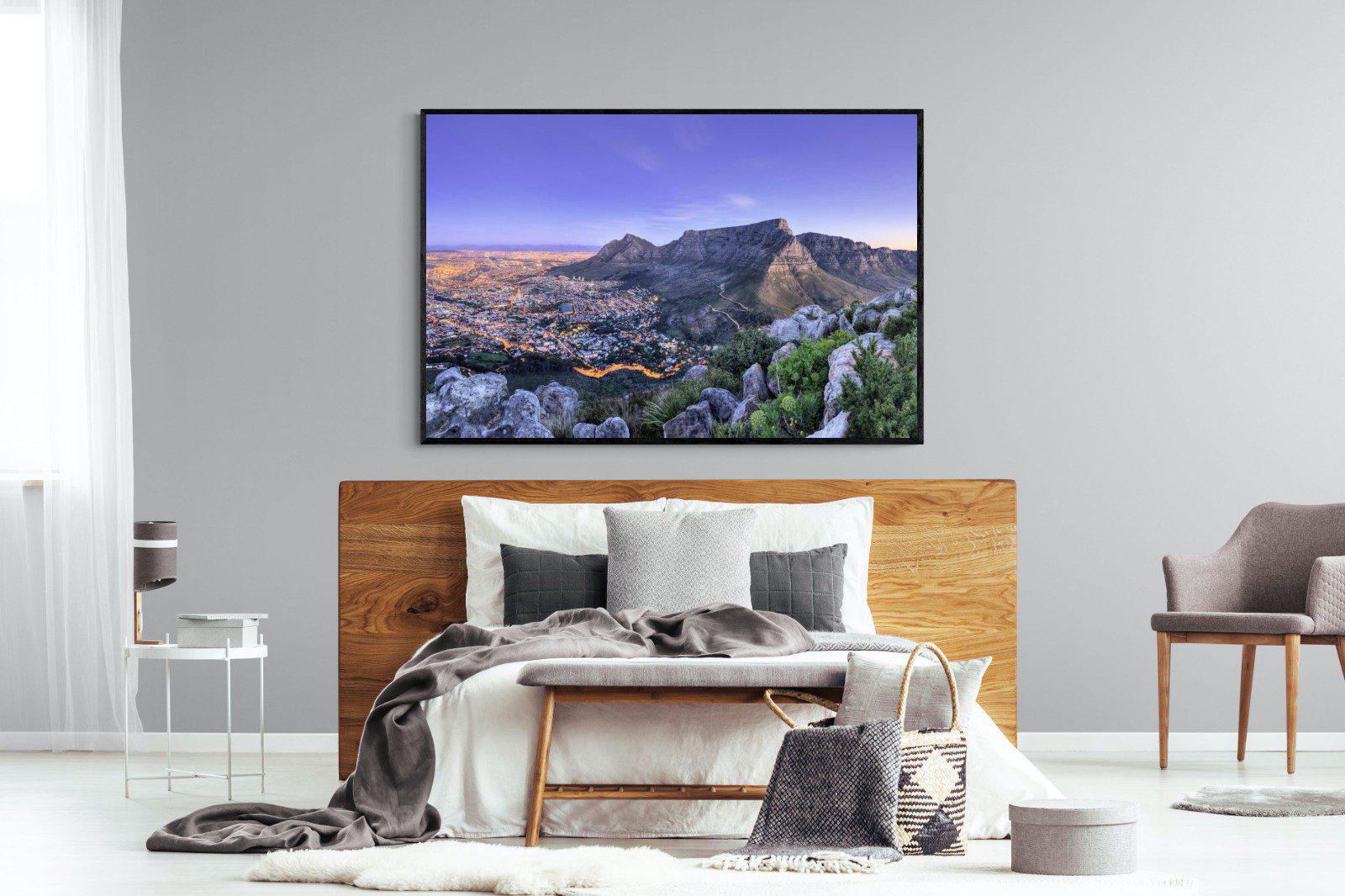 Cape Town at Dusk-Wall_Art-150 x 100cm-Mounted Canvas-Black-Pixalot