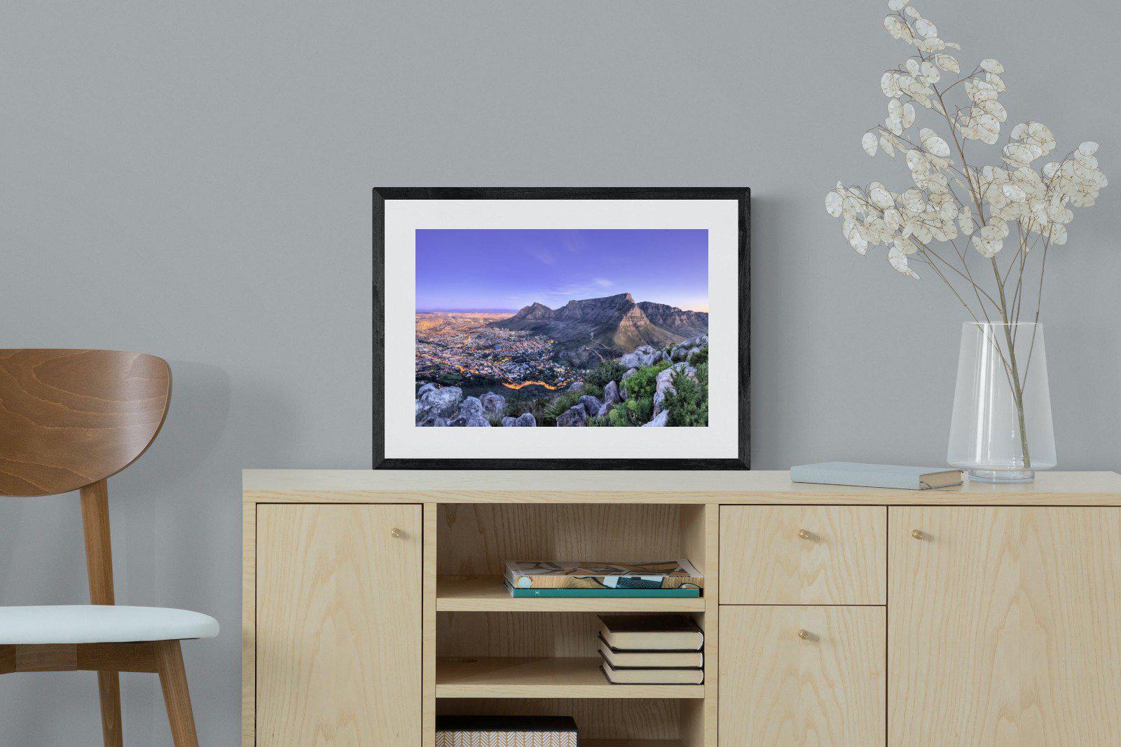 Cape Town at Dusk-Wall_Art-60 x 45cm-Framed Print-Black-Pixalot