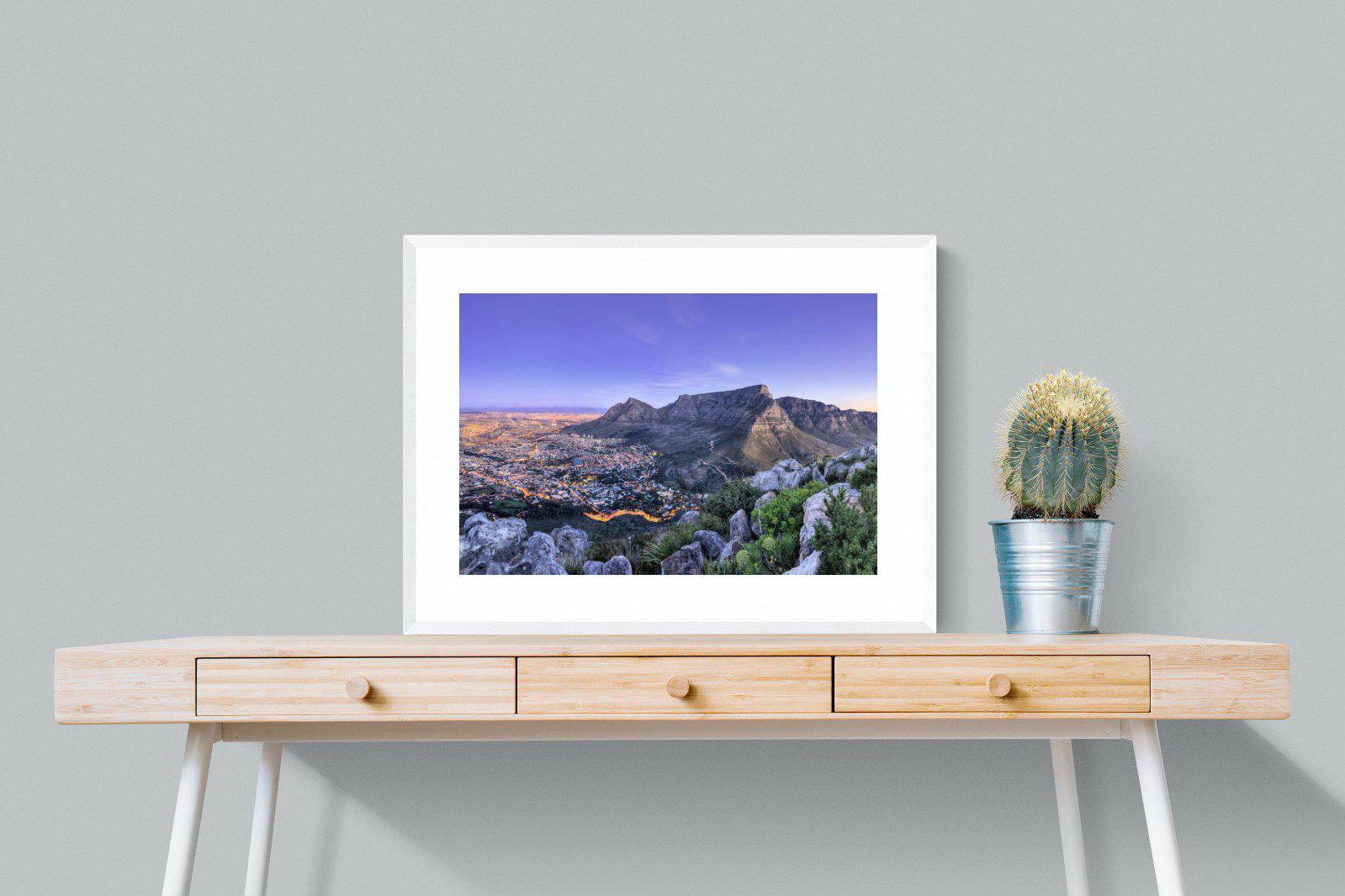 Cape Town at Dusk-Wall_Art-80 x 60cm-Framed Print-White-Pixalot