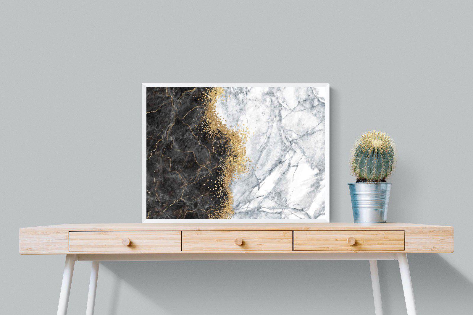 Charcoal Grey Gold-Wall_Art-80 x 60cm-Mounted Canvas-White-Pixalot