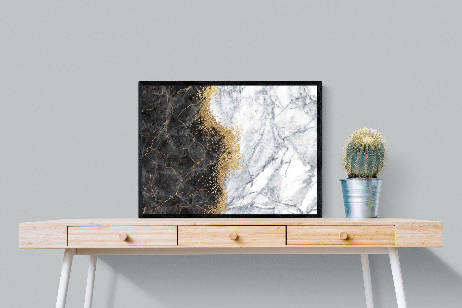 Charcoal Grey Gold-Wall_Art-80 x 60cm-Mounted Canvas-Black-Pixalot