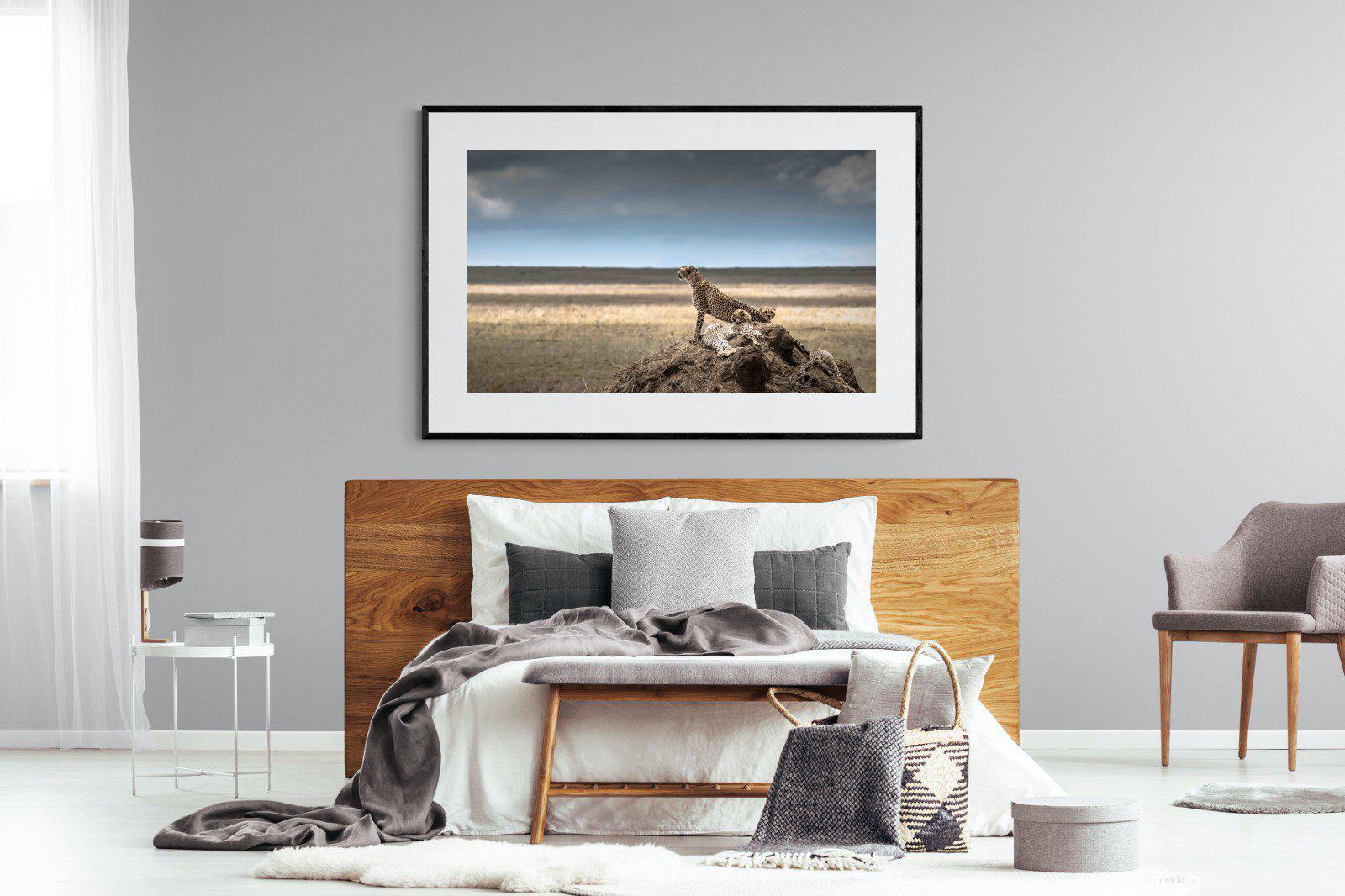 Cheetah Family-Wall_Art-150 x 100cm-Framed Print-Black-Pixalot