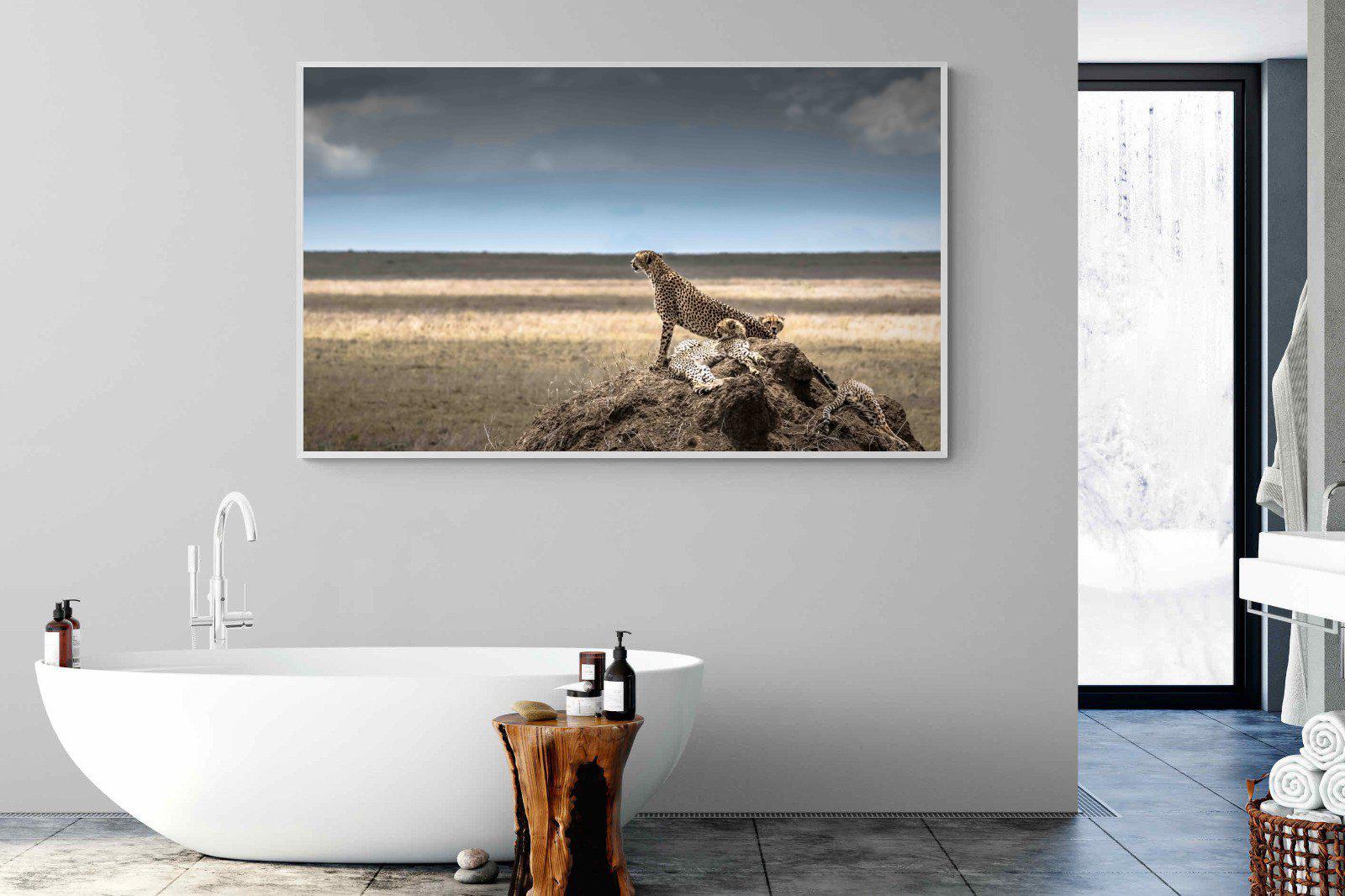 Cheetah Family-Wall_Art-180 x 110cm-Mounted Canvas-White-Pixalot