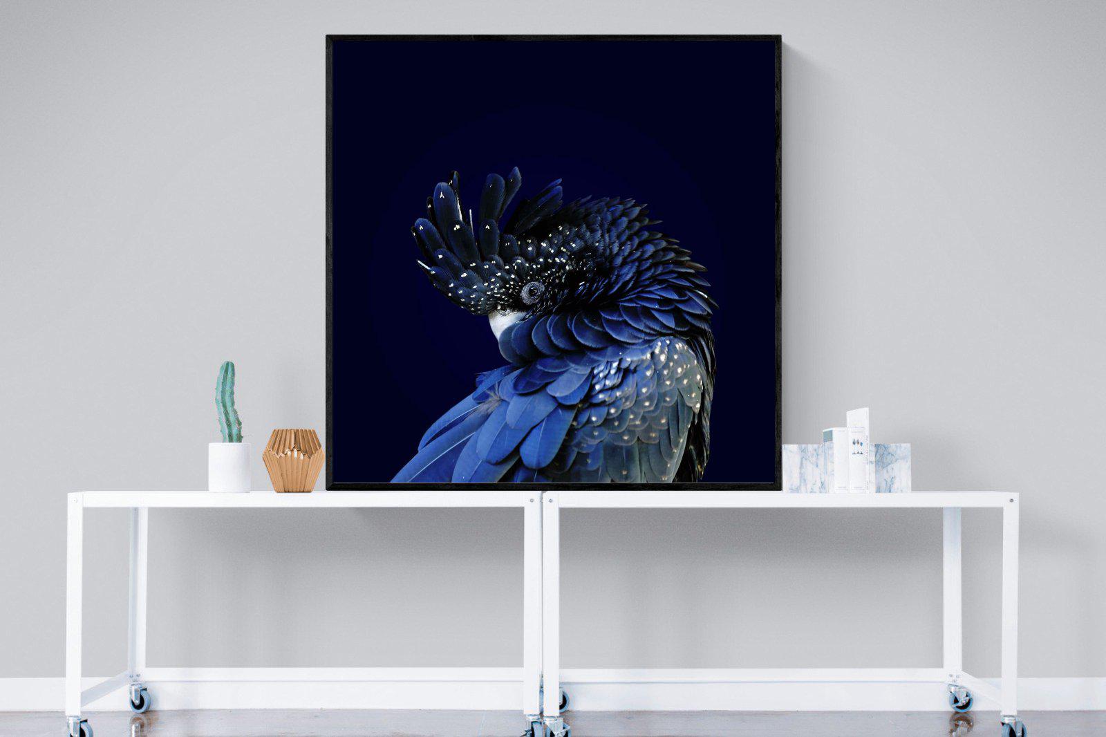 Cockatoo-Wall_Art-120 x 120cm-Mounted Canvas-Black-Pixalot