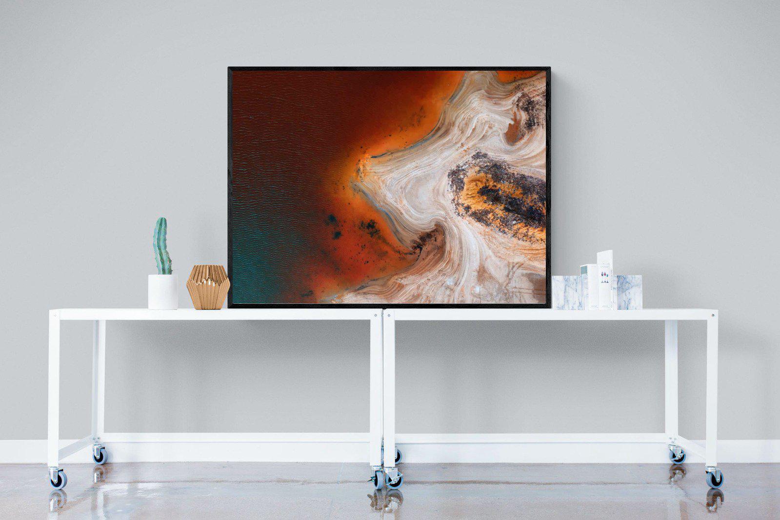 Copper Salt Pan-Wall_Art-120 x 90cm-Mounted Canvas-Black-Pixalot