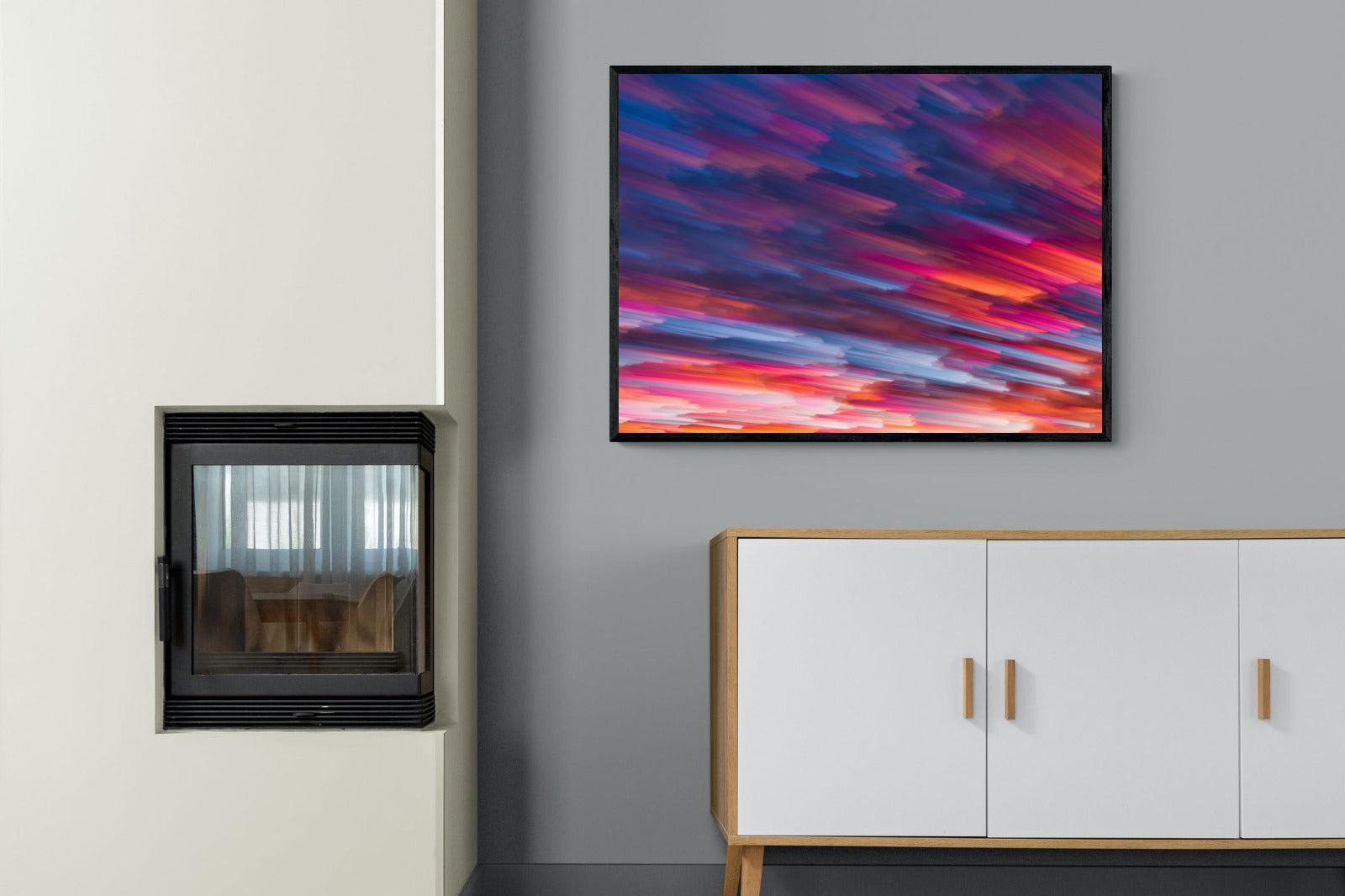 Crimson Sunset-Wall_Art-100 x 75cm-Mounted Canvas-Black-Pixalot