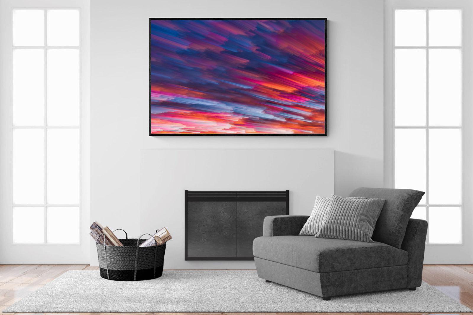 Crimson Sunset-Wall_Art-150 x 100cm-Mounted Canvas-Black-Pixalot