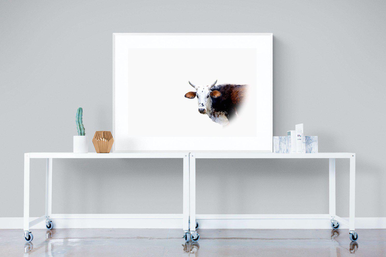 Curious Nguni-Wall_Art-120 x 90cm-Framed Print-White-Pixalot