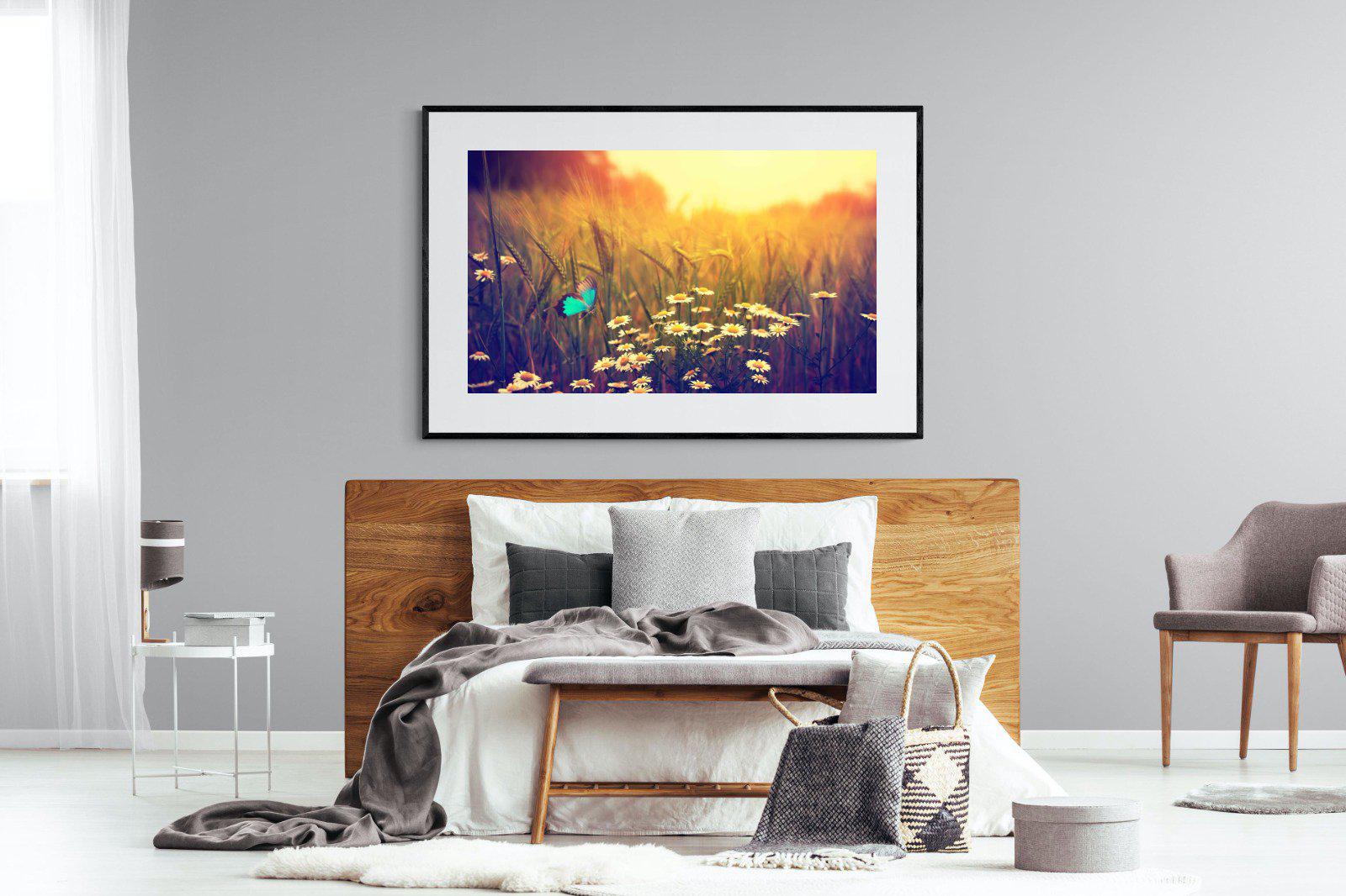 Daisy Flutter-Wall_Art-150 x 100cm-Framed Print-Black-Pixalot