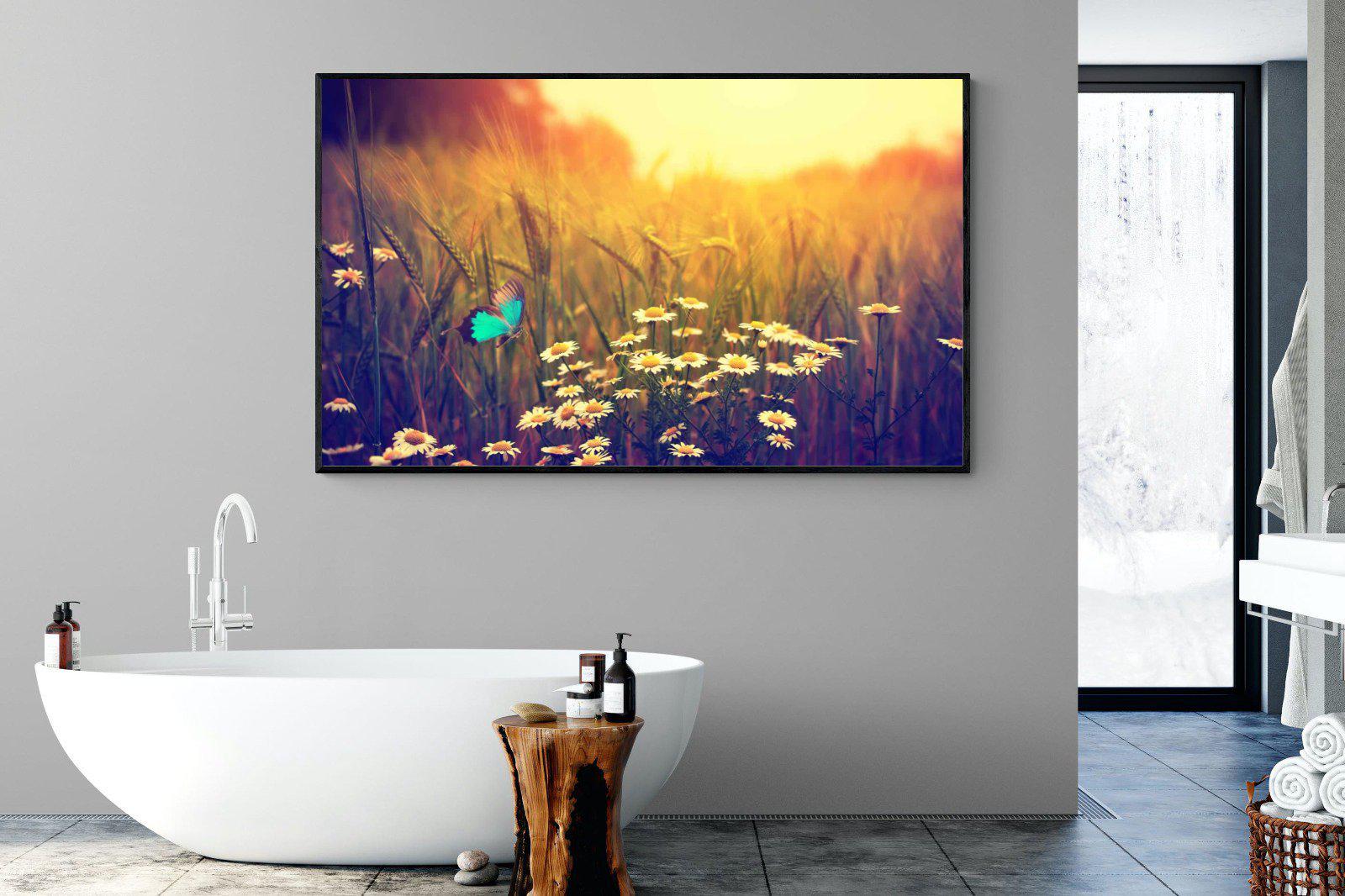 Daisy Flutter-Wall_Art-180 x 110cm-Mounted Canvas-Black-Pixalot